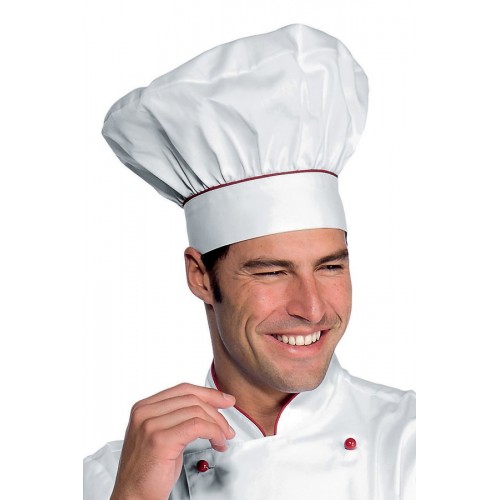Cappello Cuoco - Cod. 075107 - Bianco+Rosso