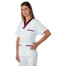 Casacca Collo A V Con Inserto - Cod. 045203 - Bianco+Bordeaux