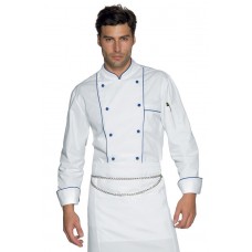 Giacca Cuoco Profilata - Cod. 059400 - Bianco+Blu Cina