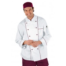 Giacca Cuoco Profilata - Cod. 059003 - Bianco+Bordeaux